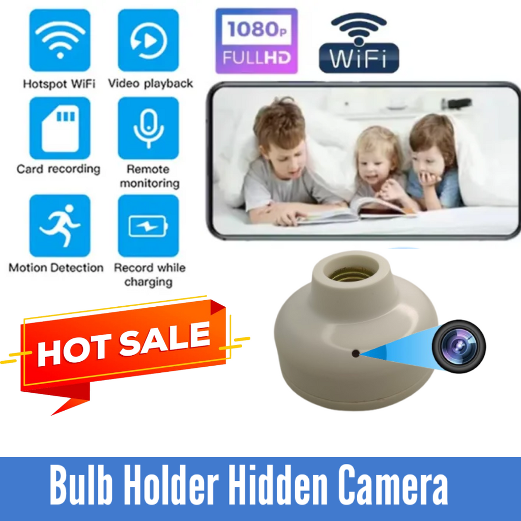V380 Pro Smart Wi-Fi Bulb Holder Hidden Camera – 1080P HD Wireless Spy Camera with Night Vision & Motion Detection