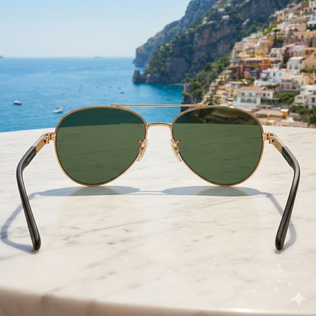 Classic Ray-Ban Aviator Sunglasses - Gold Frame and Green Lenses
