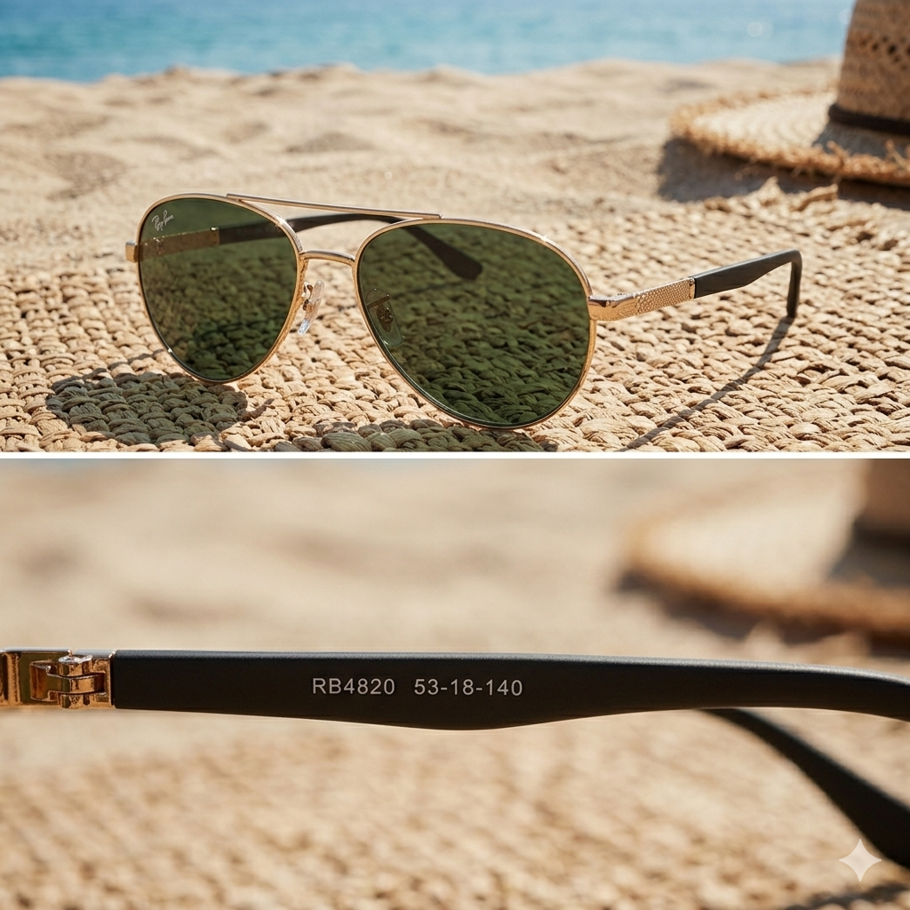 Classic Ray-Ban Aviator Sunglasses - Gold Frame and Green Lenses