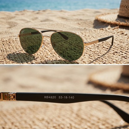 Classic Ray-Ban Aviator Sunglasses - Gold Frame and Green Lenses