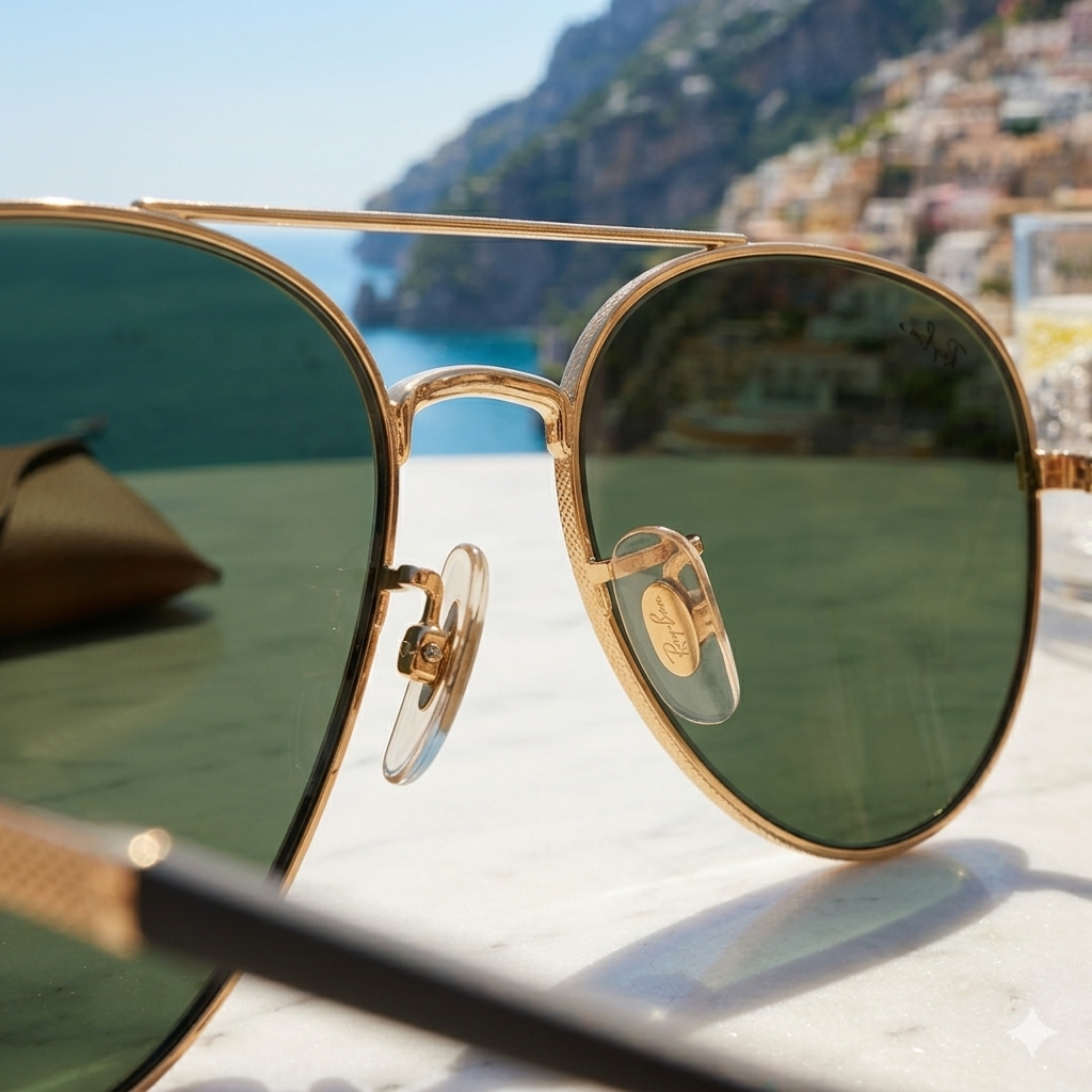 Classic Ray-Ban Aviator Sunglasses - Gold Frame and Green Lenses